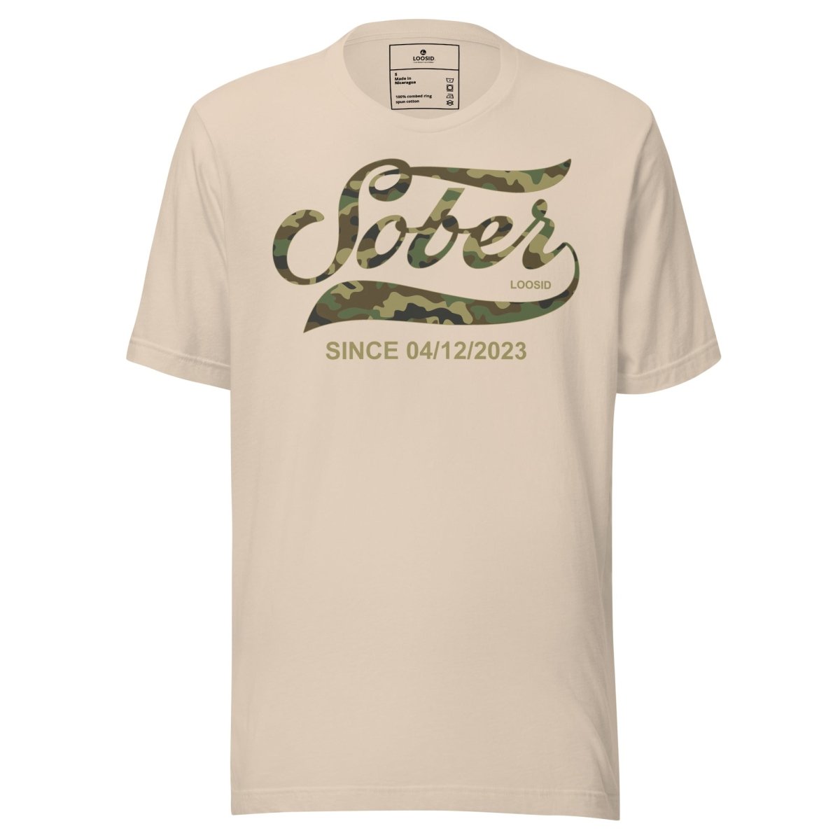 Sober Since Camo Sober T Shirt packaging detail (view 8)