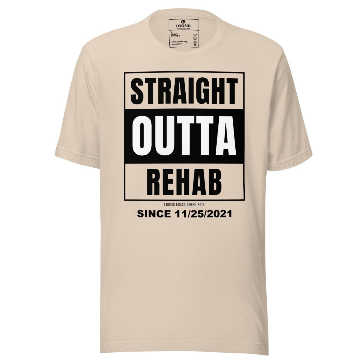 Straight Outta Rehab Sober T Shirt flat lay styled image (view 23)