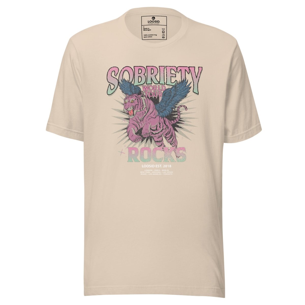 Sobriety Rocks Tour Sober T Shirt back view (view 17)