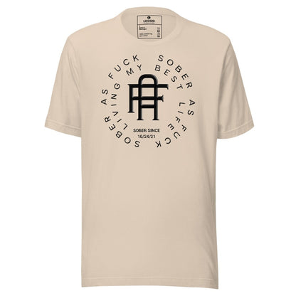 Living My Best Life Sober T Shirt flat lay styled image (view 3)