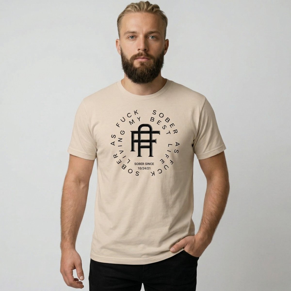 Living My Best Life Sober T Shirt graphic detail (view 4)