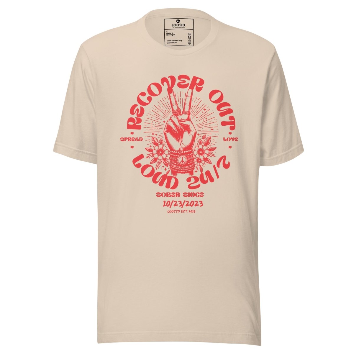 Recover Out Loud Sober T Shirt fit detail (view 9)