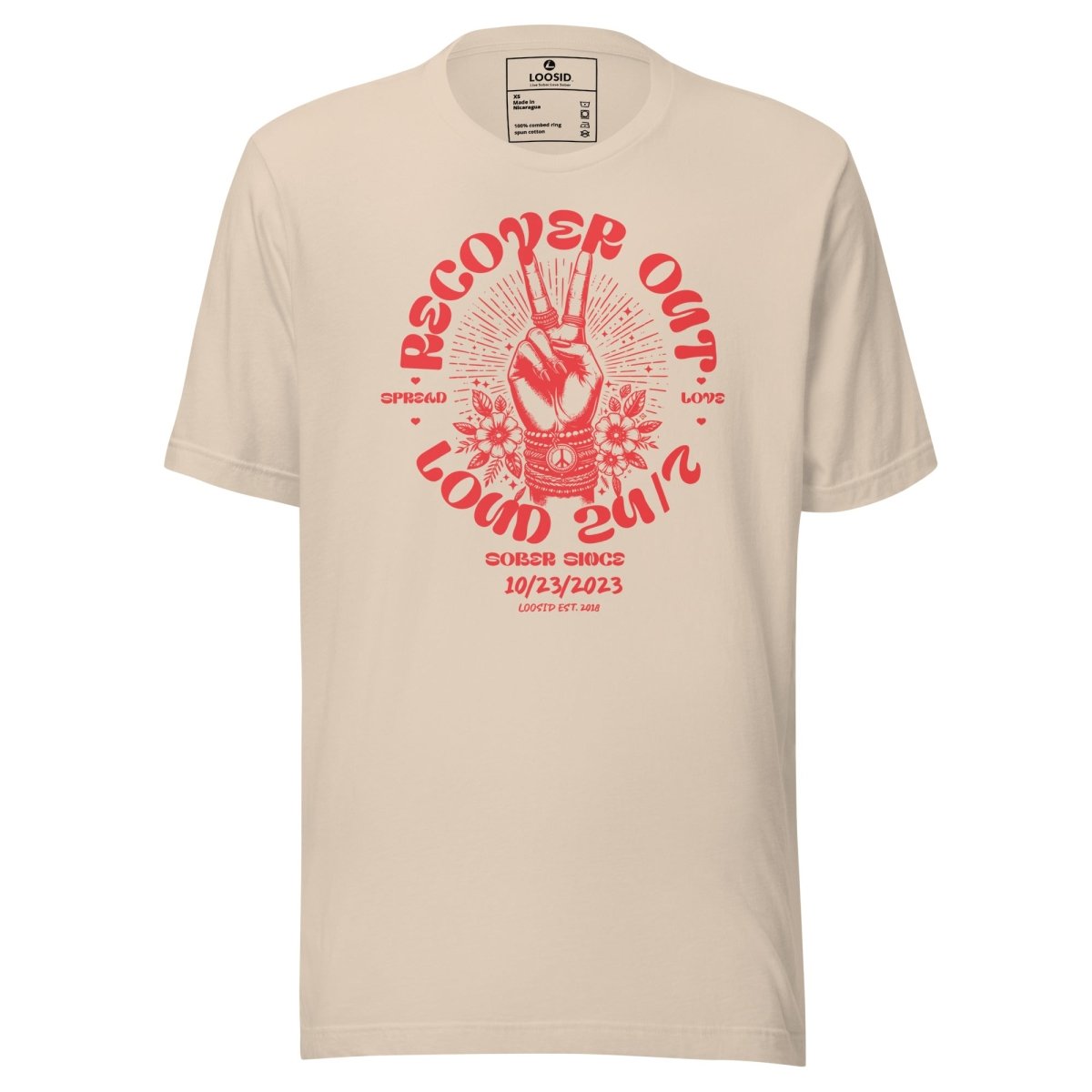 Recover Out Loud Sober T Shirt back view (view 17)