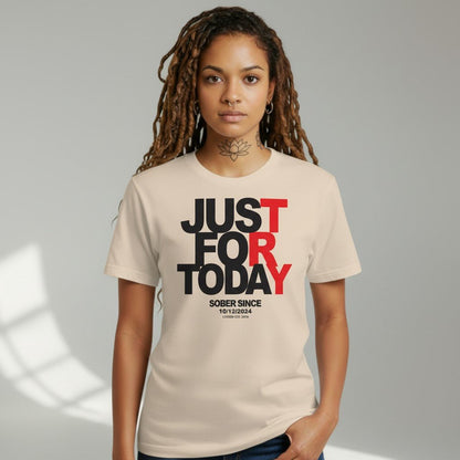 Just For today Sober T Shirt flat lay styled image (view 13)