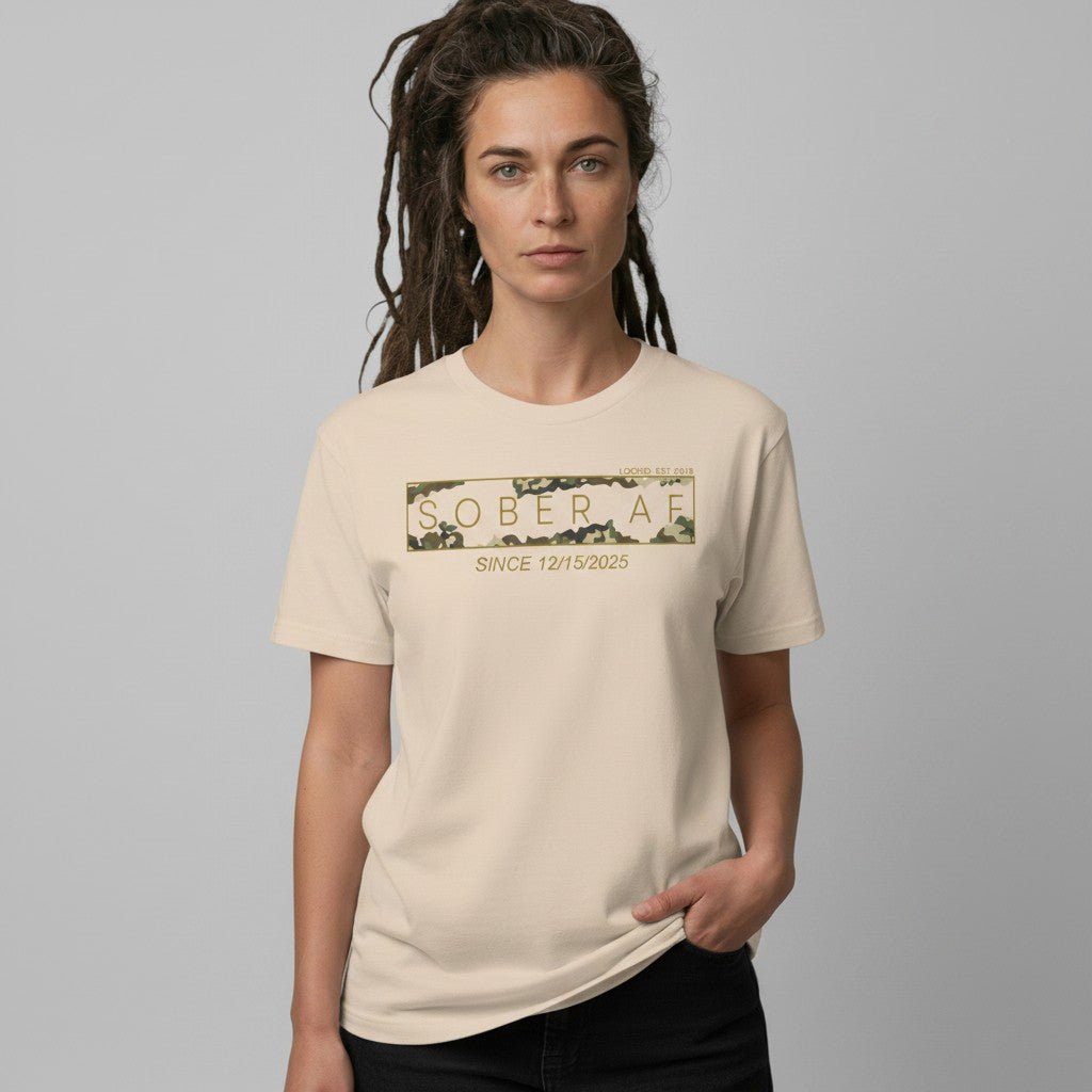 Sober AF Sober T Shirt flat lay styled image (view 13)