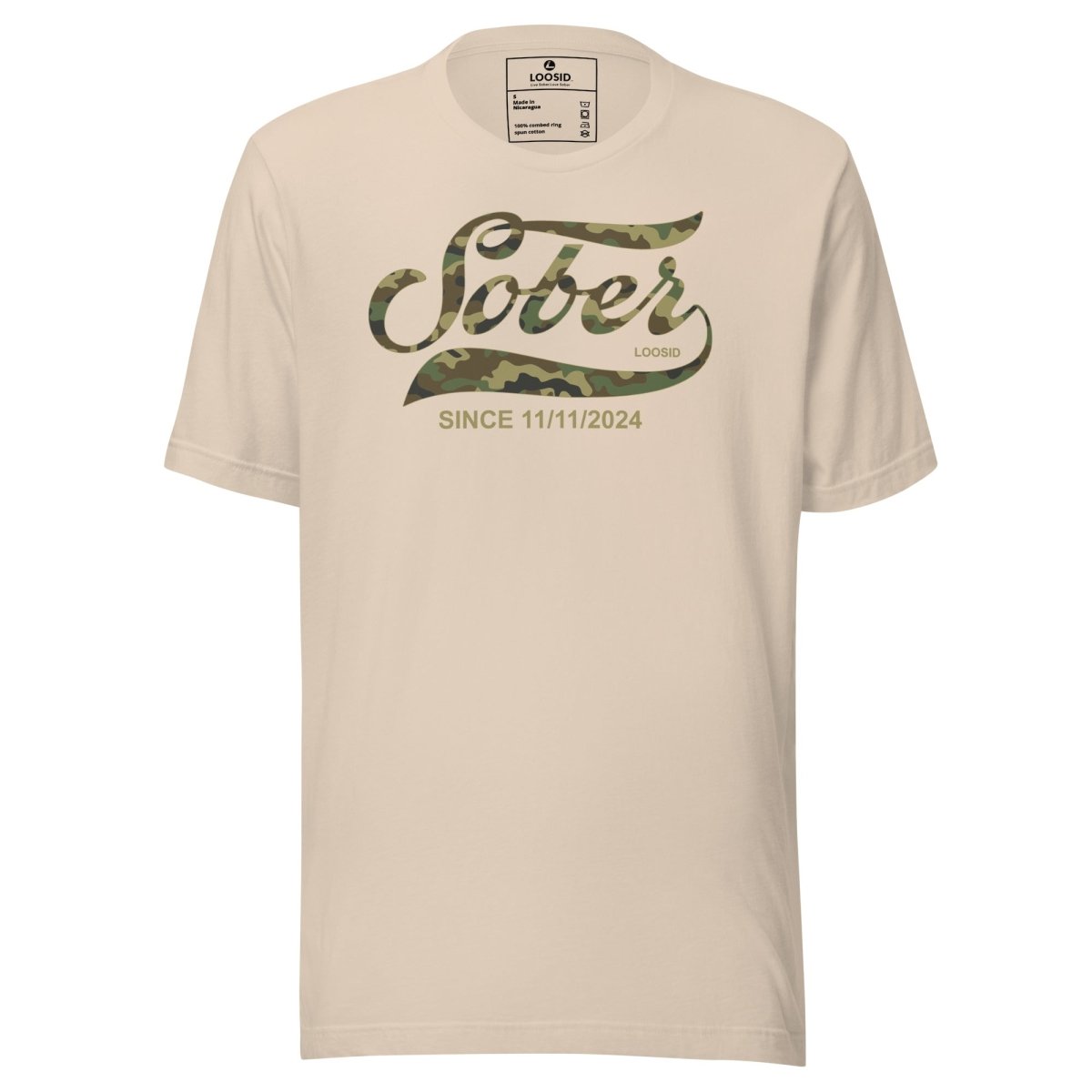 Sober Since Camo Sober T Shirt graphic detail (view 14)