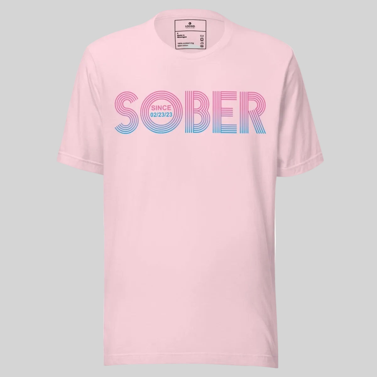 Retro Sober Since Sober T Shirt flat lay styled image (view 23)