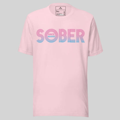 Retro Sober Since Sober T Shirt flat lay styled image (view 23)