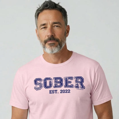 Sober Est. Year w Personalized Sobriety Year Sober T Shirt close-up view (view 12)