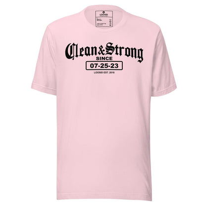 Clean & Strong Sober Sober T Shirt flat lay styled image (view 23)