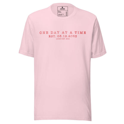 One Day At a Time Sober T Shirt flat lay styled image (view 23)