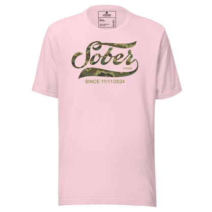 Sober Since Camo Sober T Shirt back view (view 17)