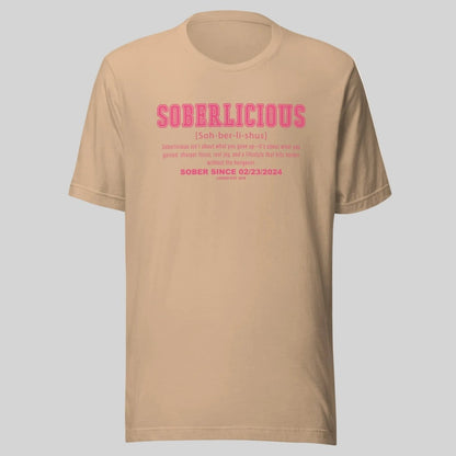Soberlicious Definition w Custom Sobriety Date Sober T Shirt product photo (view 20)