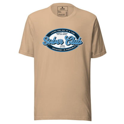 Sober Club Badge Sober T Shirt featuring the design (view 11)