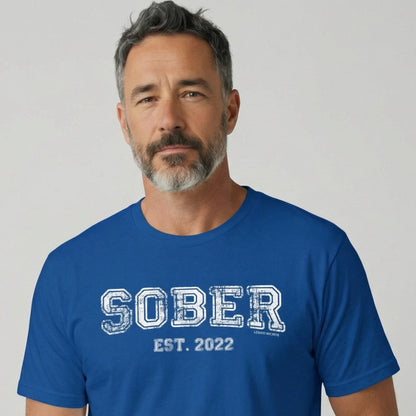 Sober Est. Year w Personalized Sobriety Year Sober T Shirt back view (view 27)