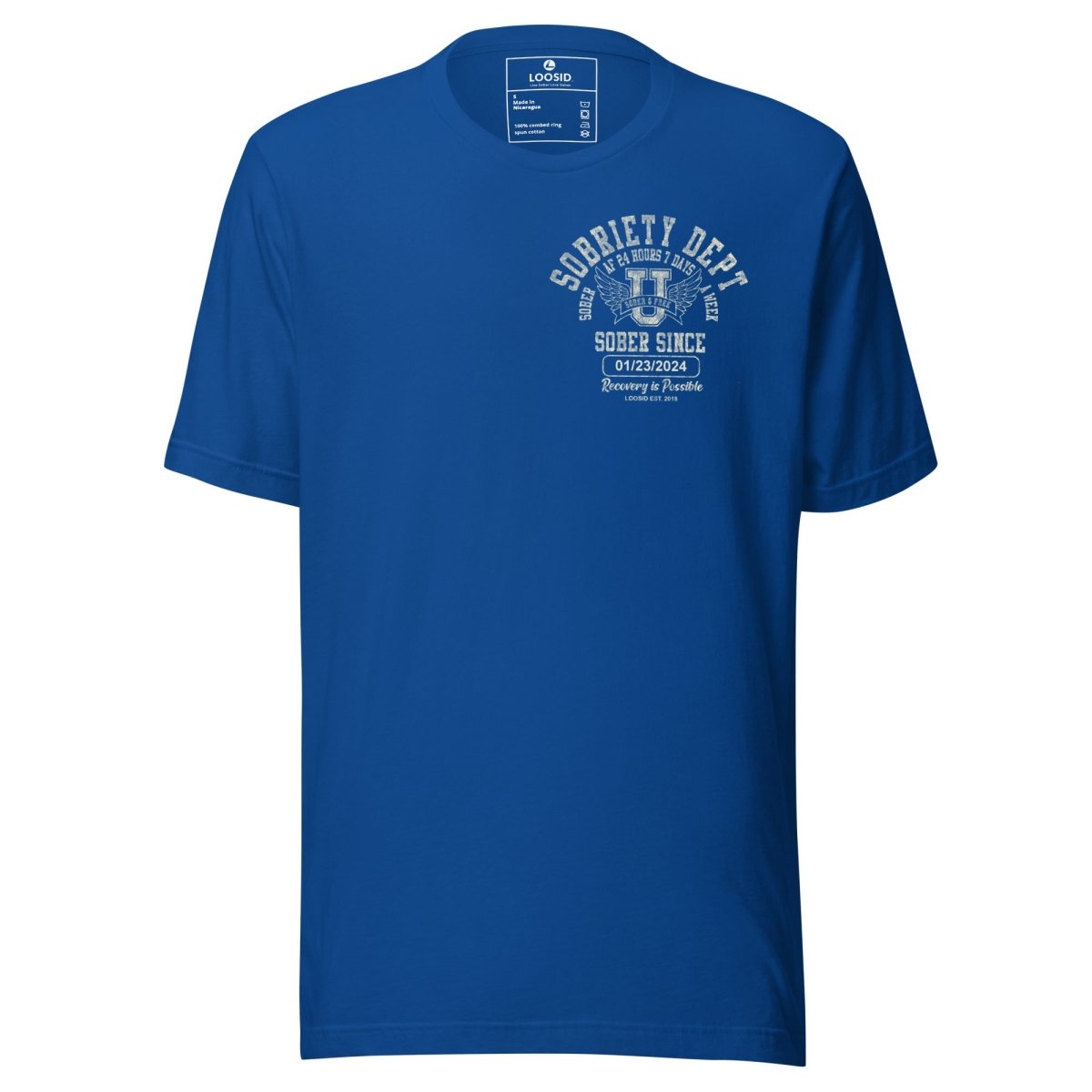 Sobriety Dept 24 7 Sober T Shirt flat lay styled image (view 3)