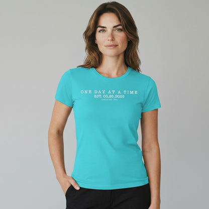 One Day at A Time Sober T Shirt flat lay styled image (view 3)