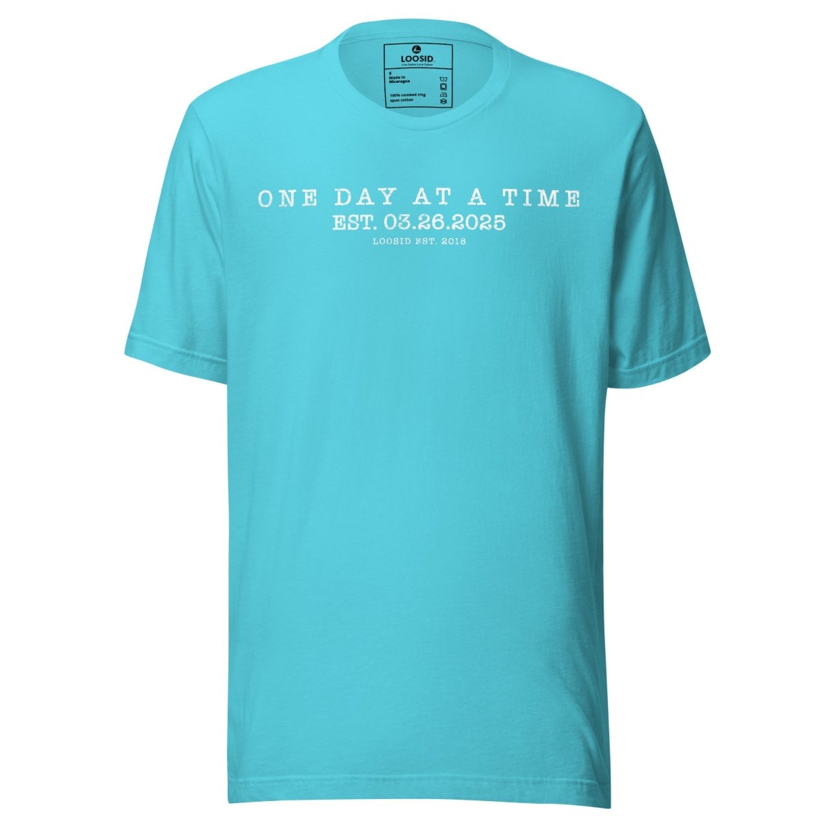 One Day at A Time Sober T Shirt close-up view (view 2)