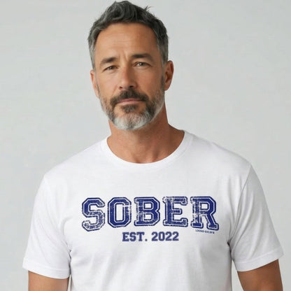 Sober Est. Year w Personalized Sobriety Year Sober T Shirt graphic detail (view 4)