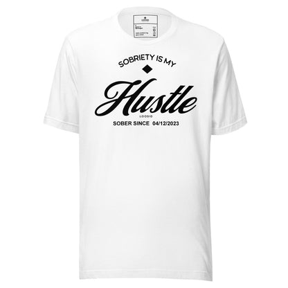 Hustle Men's Relaxed w Personalize Sober Date Sober T Shirt graphic detail (view 14)