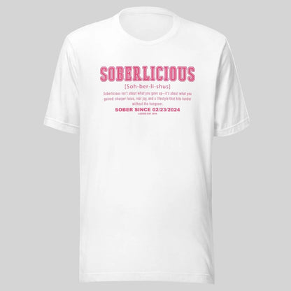 Soberlicious Definition w Custom Sobriety Date Sober T Shirt packaging detail (view 8)