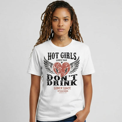 Hot Girls Sober T Shirt flat lay styled image (view 13)