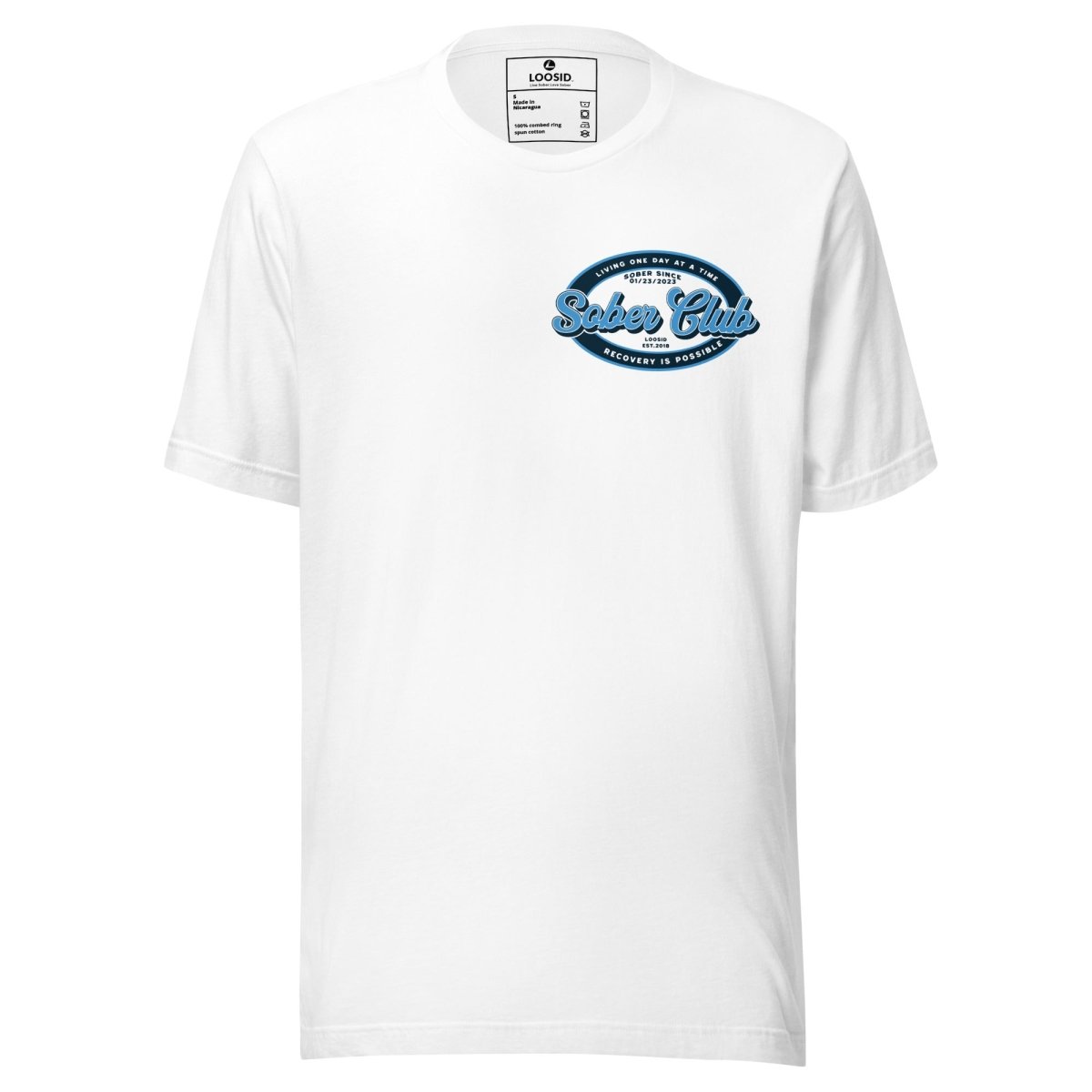 Sober Club Sober T Shirt flat lay styled image (view 3)