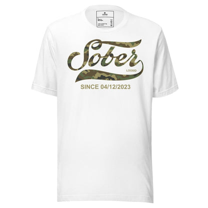 Sober Since Camo Sober T Shirt lifestyle view (view 5)