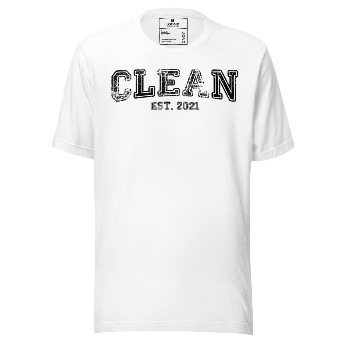 Clean EST. Sober T Shirt flat lay styled image (view 23)