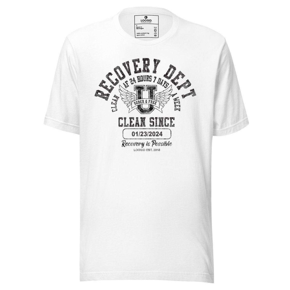 Clean Since Sobriety Sober T Shirt featuring the design (view 11)