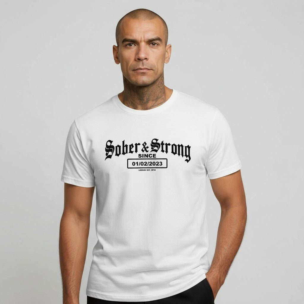 Sober & Strong Sober T Shirt flat lay styled image (view 13)