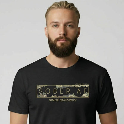 Sober AF Camo Sober T Shirt lifestyle view (view 5)