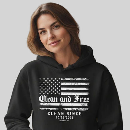 Loosid Clean and Free Custom Recovery Date Recovery Hoodie featuring the design