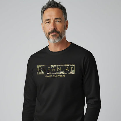 Clean AF Camo Long Sleeve Sober T Shirt side view (view 6)