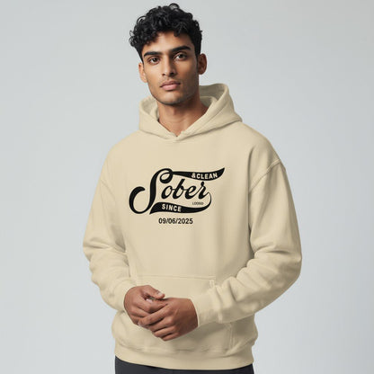 Men Sober Since Recovery Hoodie fit detail (view 29)