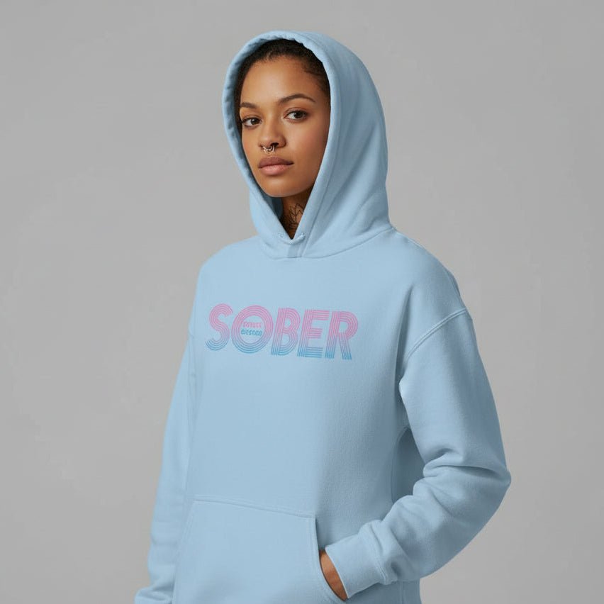 Retro Sobriety Date Recovery Hoodie lifestyle view (view 25)