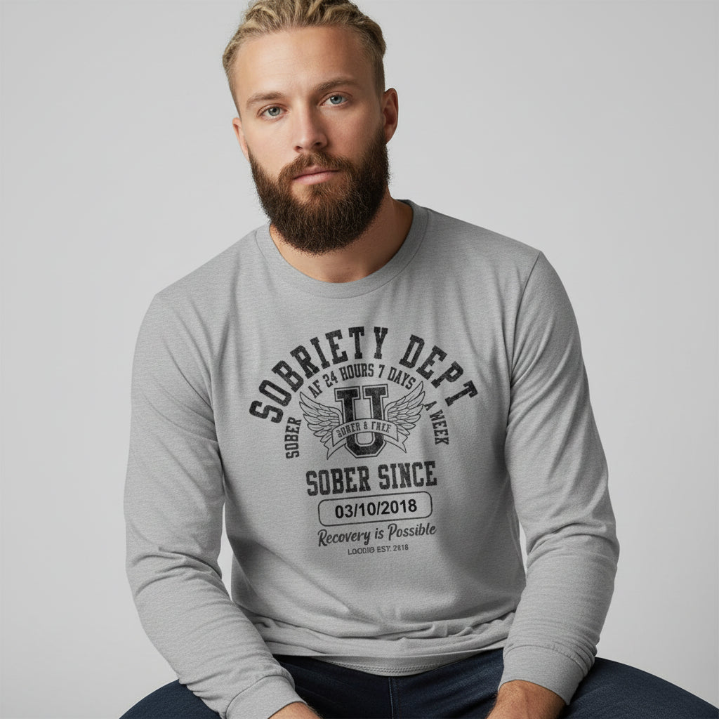 Sobriety Dept Long Sleeve Sober T Shirt featuring the design (view 21)