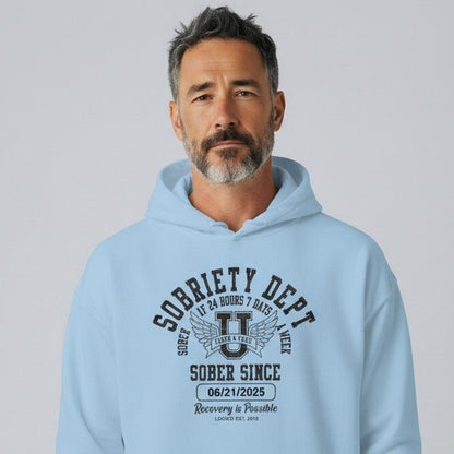 Sobriety Dept Recovery Hoodie close-up view (view 32)