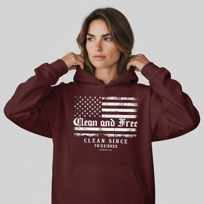 Clean and Free Custom Recovery Date Recovery Hoodie featuring the design (view 11)