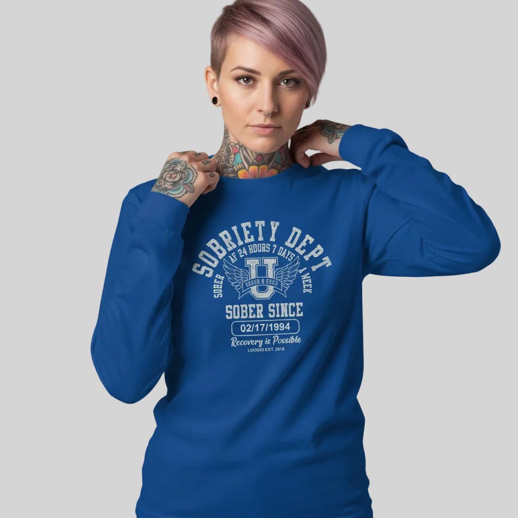 Sobriety Dept 24 7 Long Sleeve Sober T Shirt product photo (view 20)