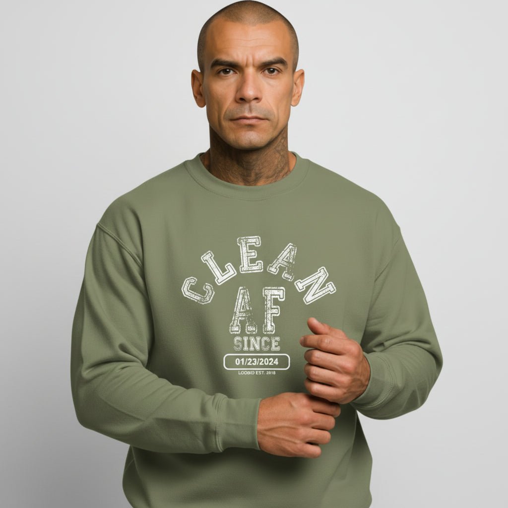 Clean AF Since Sobriety Recovery Hoodie side view (view 16)
