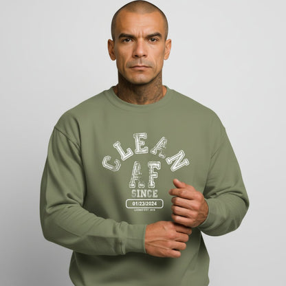Clean AF Since Sobriety Recovery Hoodie side view (view 16)