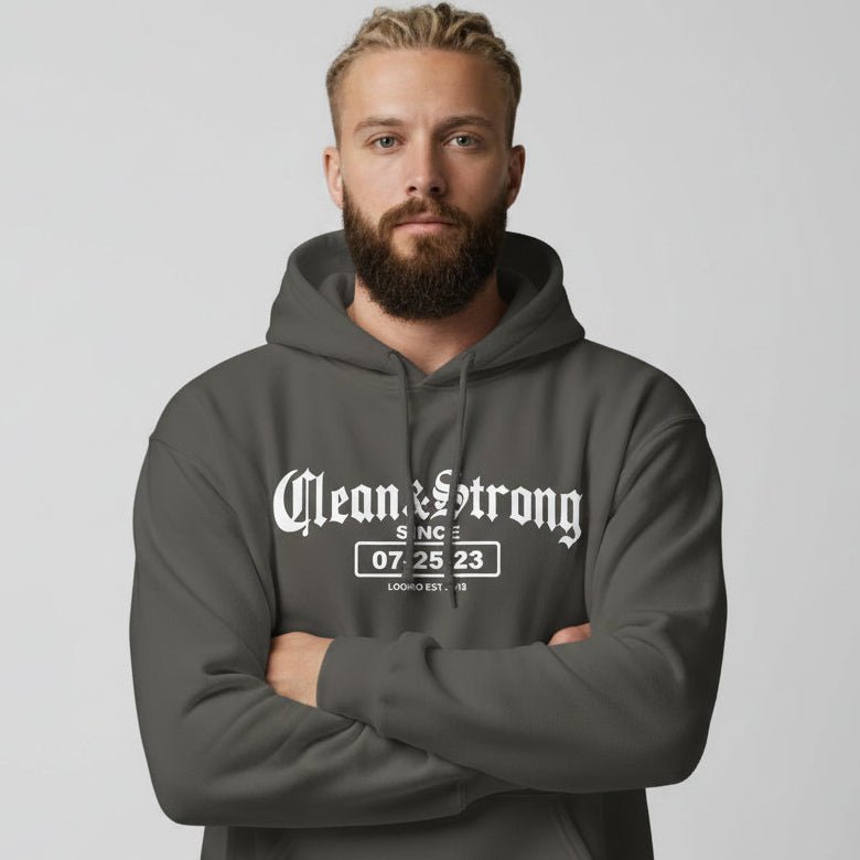 Clean & Strong Old School Recovery Hoodie close-up view (view 12)