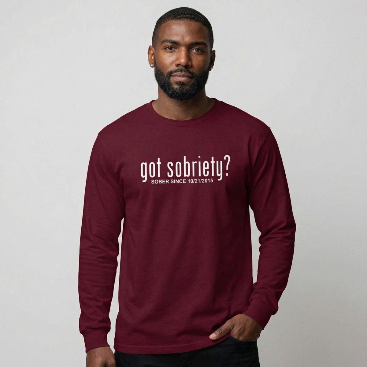 Got Sobriety Long Sleeve Sober T Shirt graphic detail (view 14)