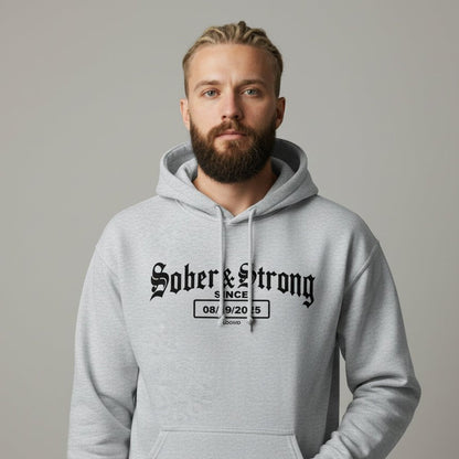 Sober & Strong Old School Recovery Hoodie featuring the design (view 41)