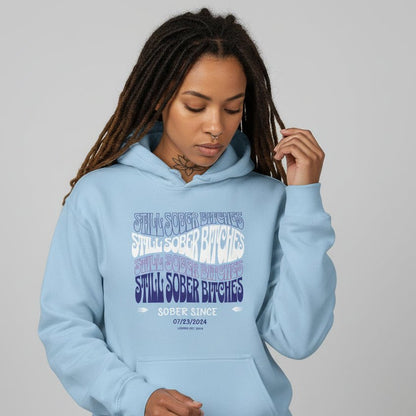 Still Sober B Custom Sobriety Date Recovery Hoodie graphic detail (view 14)