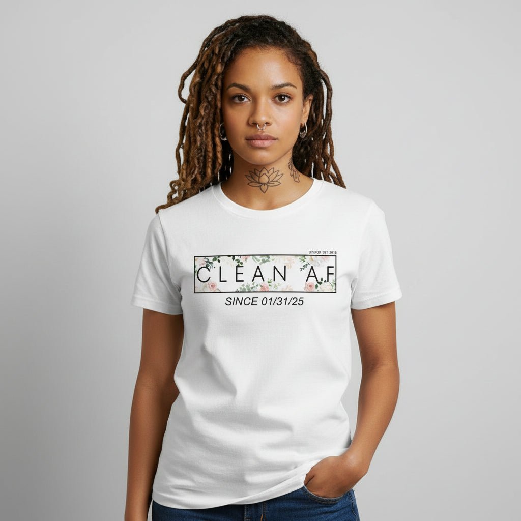 Clean AF Flower Sober T Shirt close-up view (view 22)