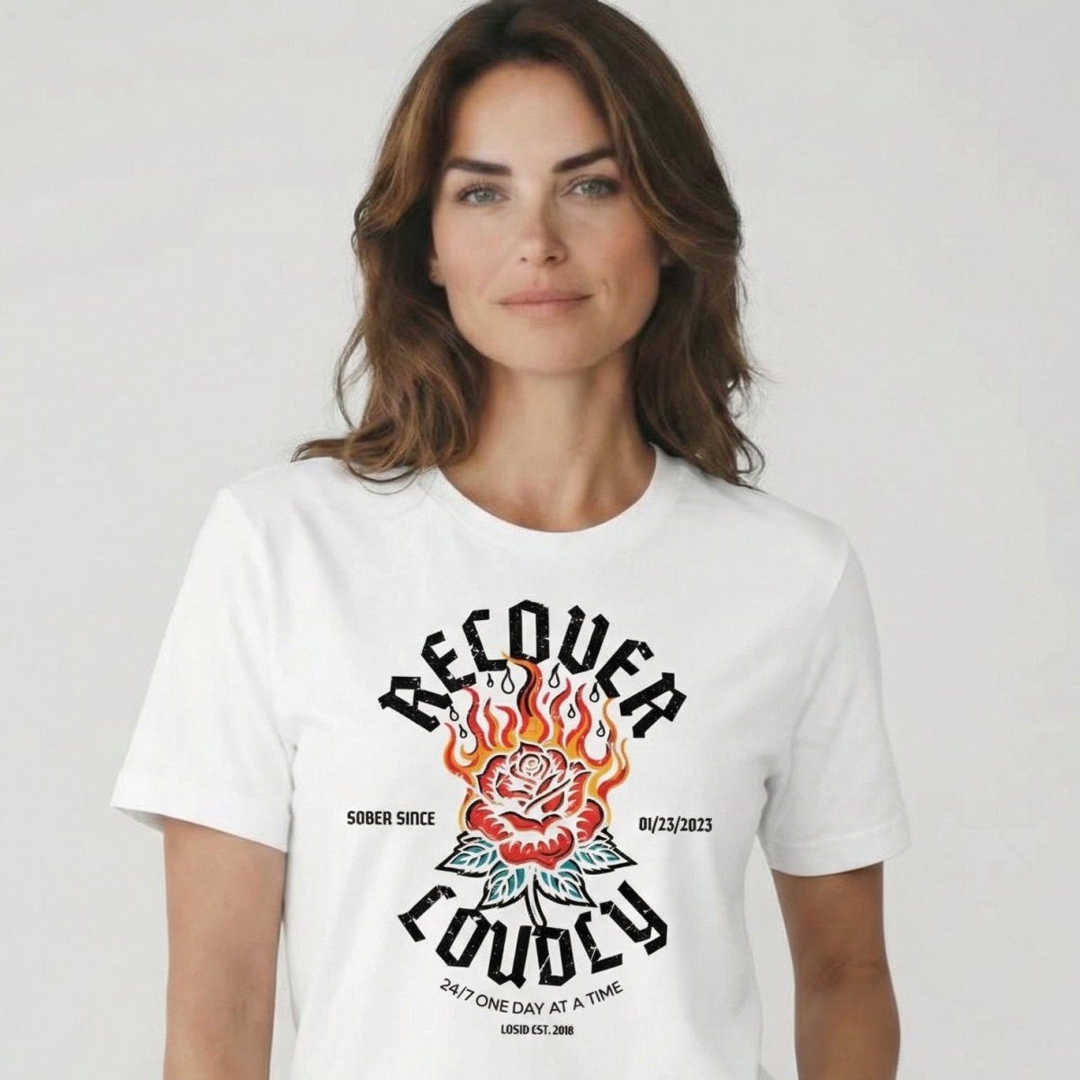 Recover Loudly Sober T Shirt lifestyle view (view 25)