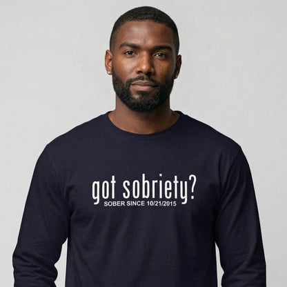 Got Sobriety Long Sleeve Sober T Shirt fit detail (view 9)