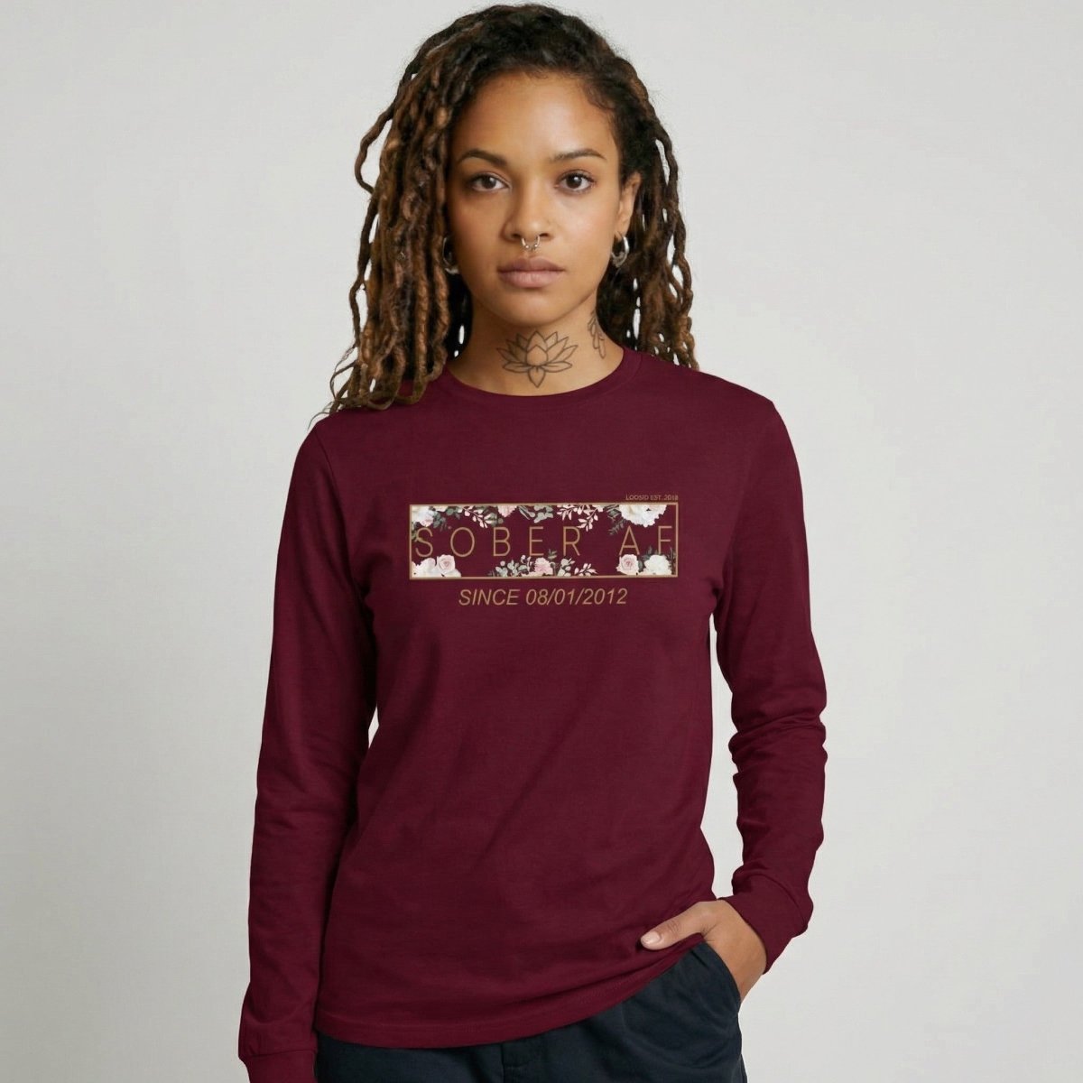 Sober AF Flower Long Sleeve Sober T Shirt graphic detail (view 14)